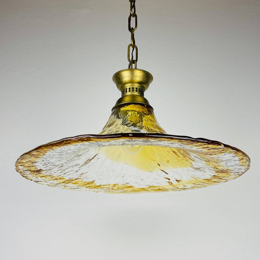 Vintage Murano glass pendant lamp by AV Mazzega, Italy, 1950s.