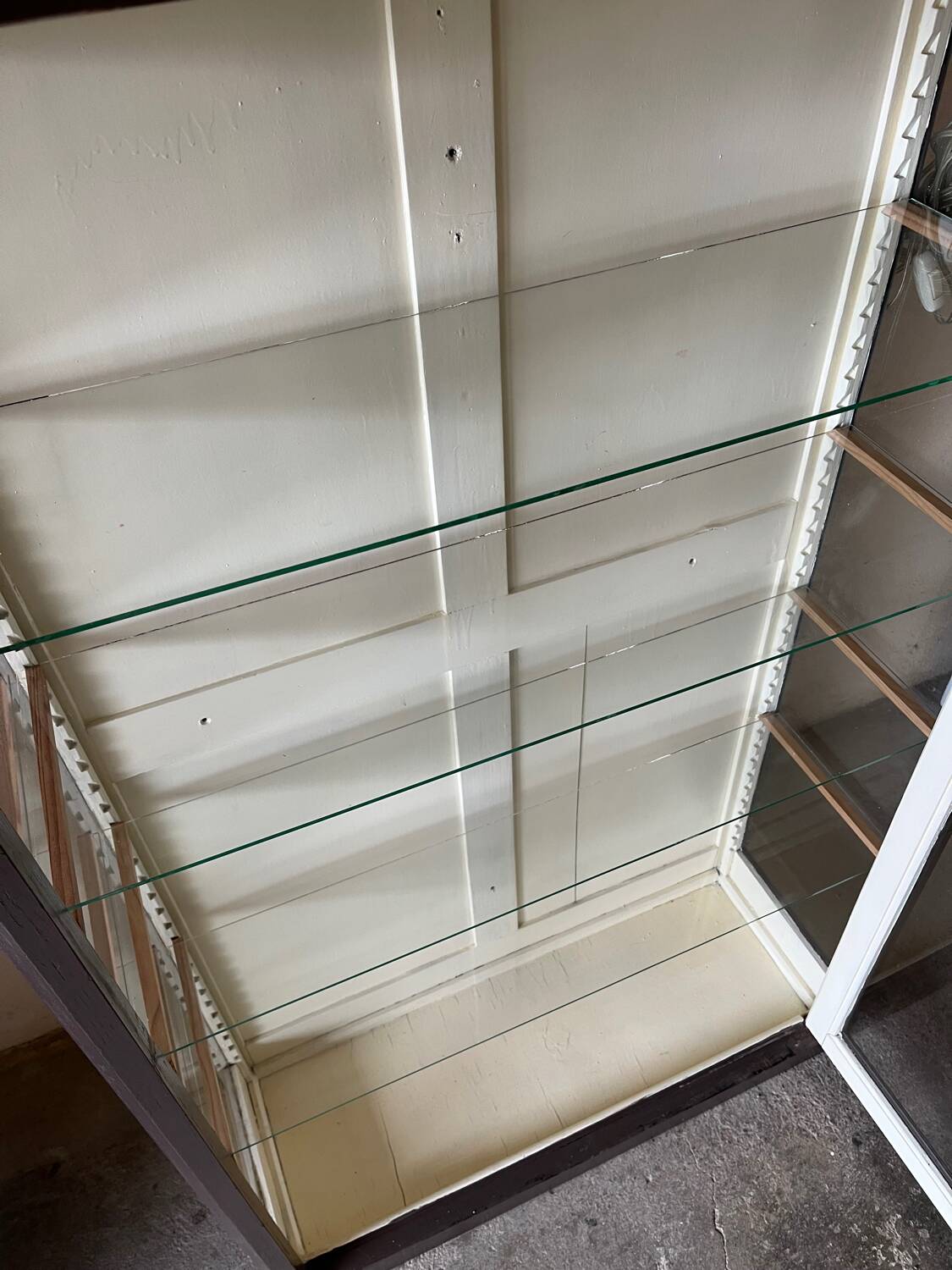 Old wooden glass display case