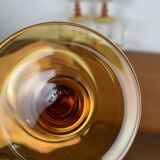 Set of 6 amber-stemmed water glasses, France, vintage