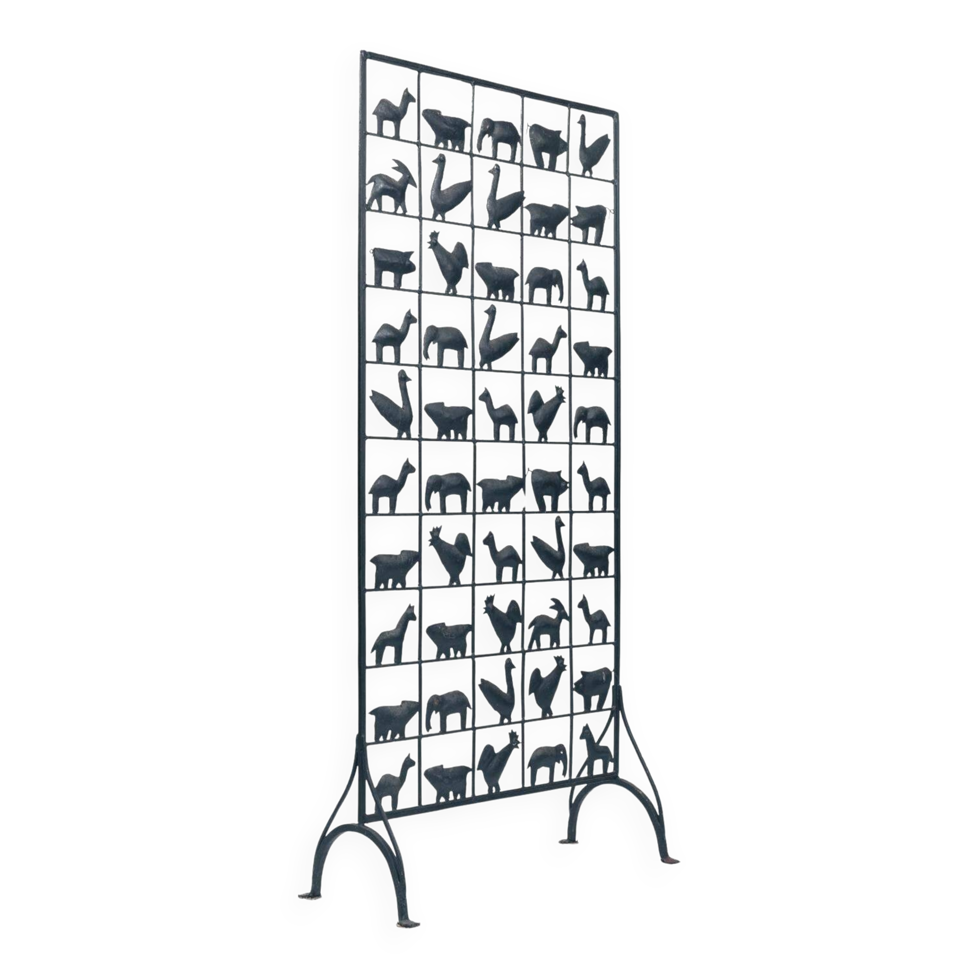 Separator Screen room divider Wrought Iron with Animals, 1950s