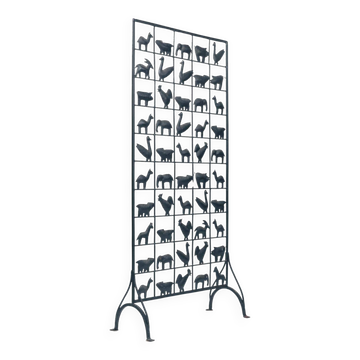 Separator Screen room divider Wrought Iron with Animals, 1950s