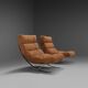 Impressive suede and chrome lounge chairs, France 1970s