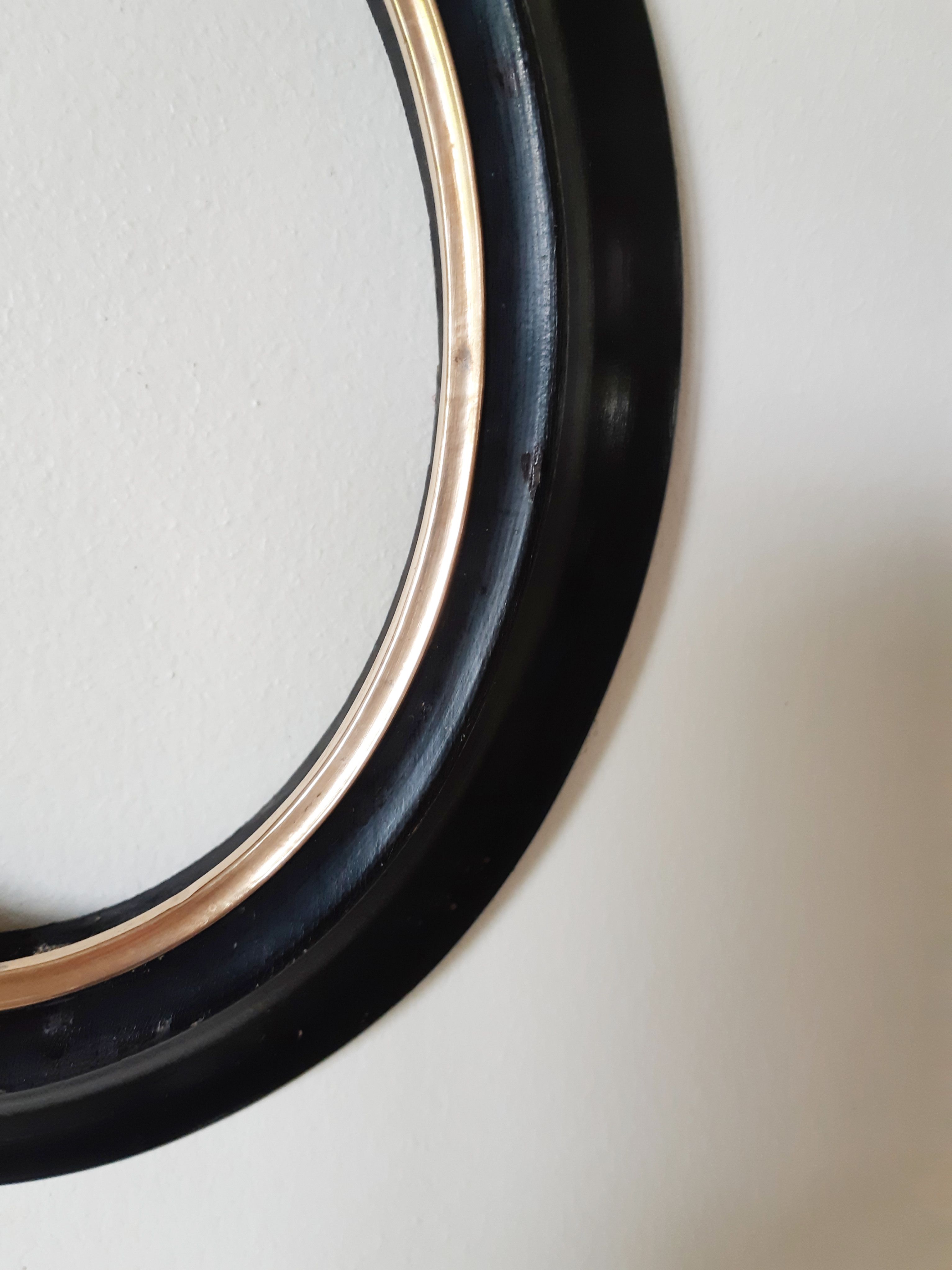 Napoleon III oval frame in blackened wood and brass (without glass) Paray le Monial