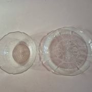 ensemble plat et saladier en verre vintage arcopal fleurs