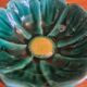 Vintage Slush Cup Green Flower Yellow Heart
