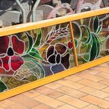 Large stained glass door side from the Art Nouveau period around 1900