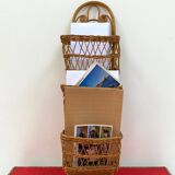 Vintage Peacock Rattan Desk Organizer