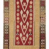 3x5 Small Size Vintage Kilim Area Rug, Ethnic Pattern Kilim, 95x143 cm