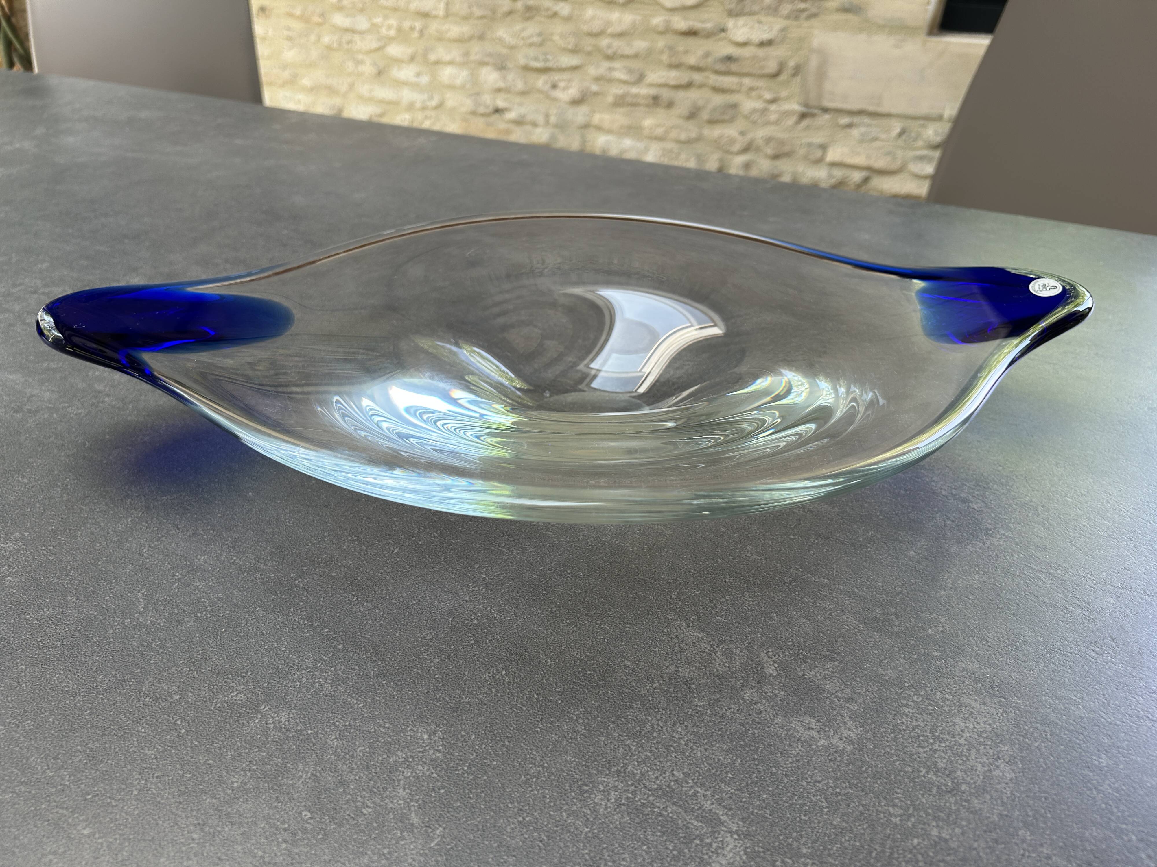 Blue Bohemian crystal plate – Vintage Czech design