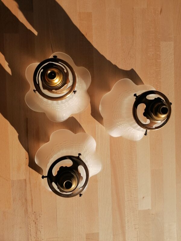 Lot de 3 globes tulipes anciens