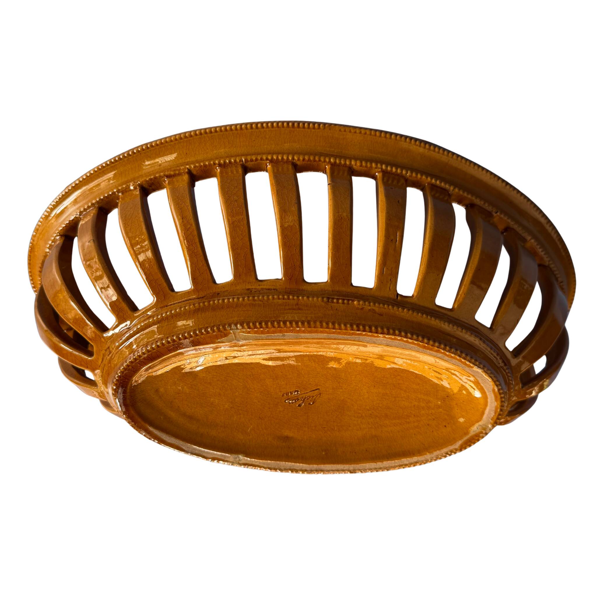 Corbeille ajourée en faïence Maison Pichon, Uzès, début XXe siècle