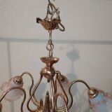 Glossy tulip swan collar chandelier with 5 golden arms
