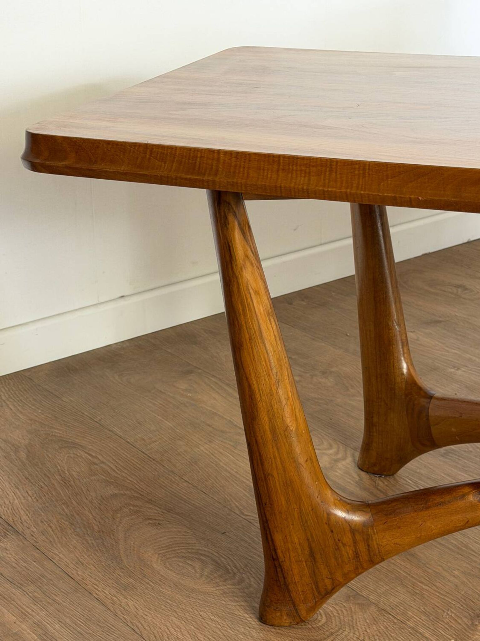Vintage wooden coffee table – sculptural base