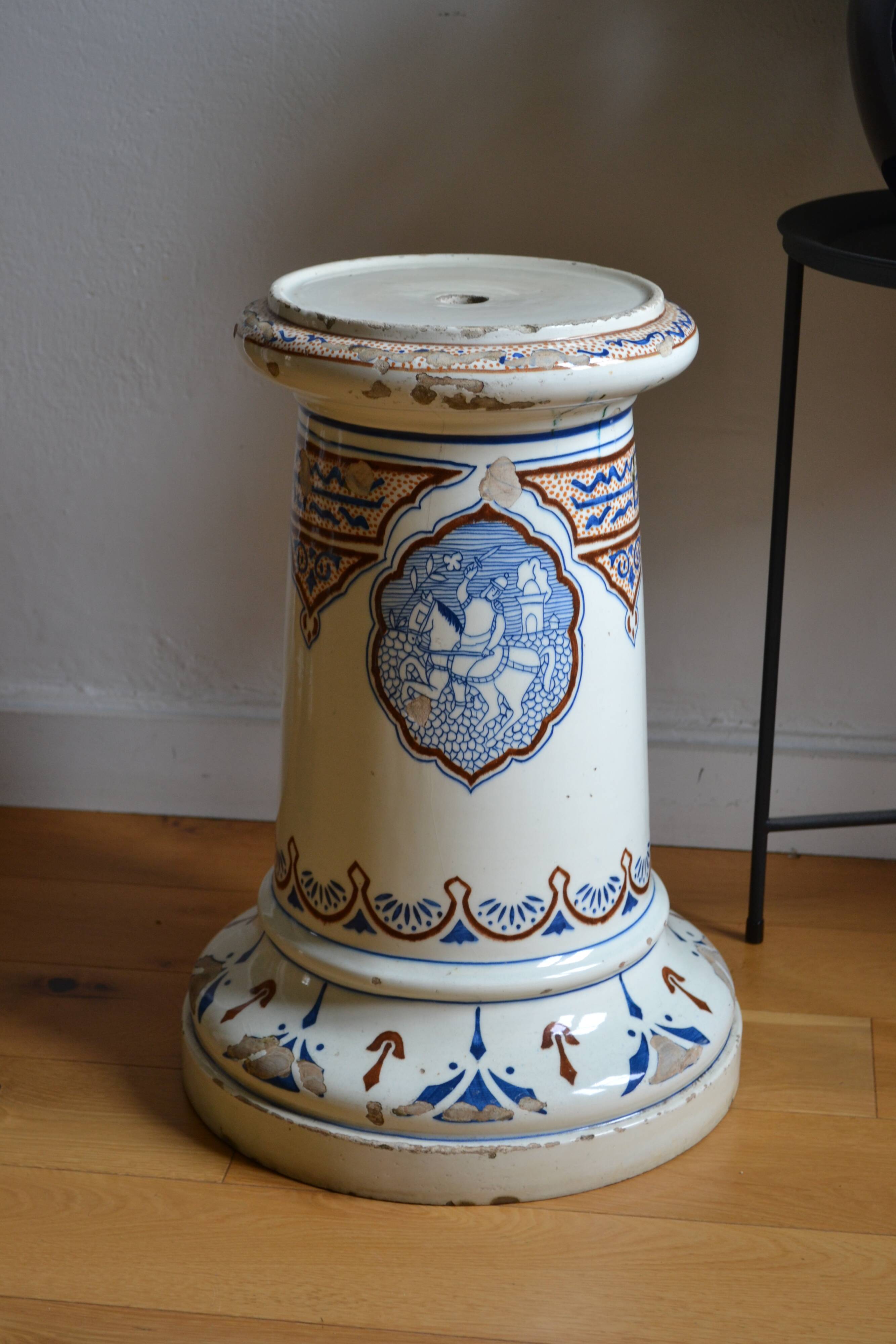 Qajar Persian Ceramic Ottoman Stool 19th Century