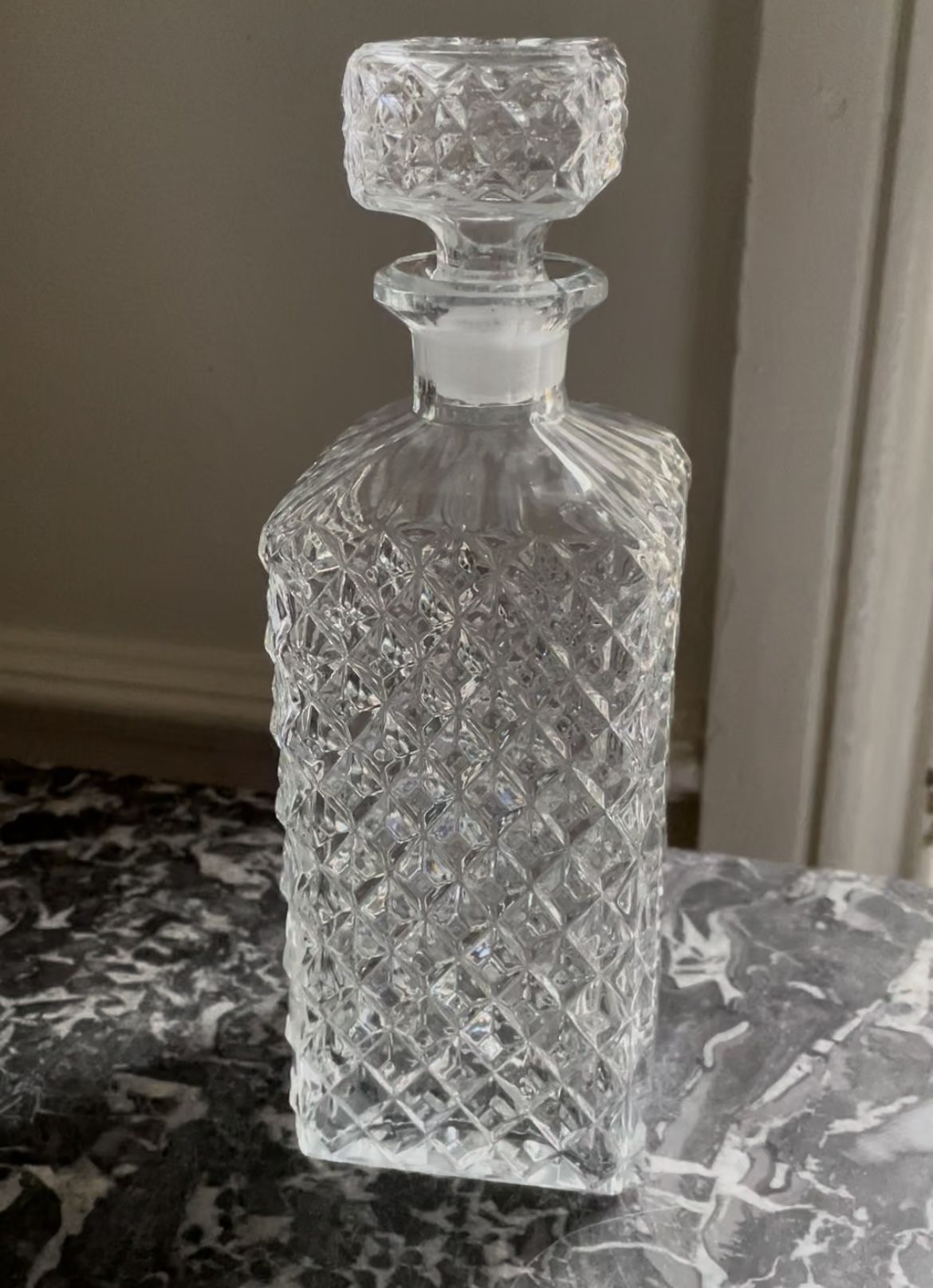 Diamond-tipped glass decanter 1960s/70s