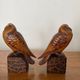 Pair of Art Deco bookend birds in carved wood cubizing 1930