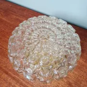Amber glass honeycomb ceiling light, design by Helena Tynell, 1970.
