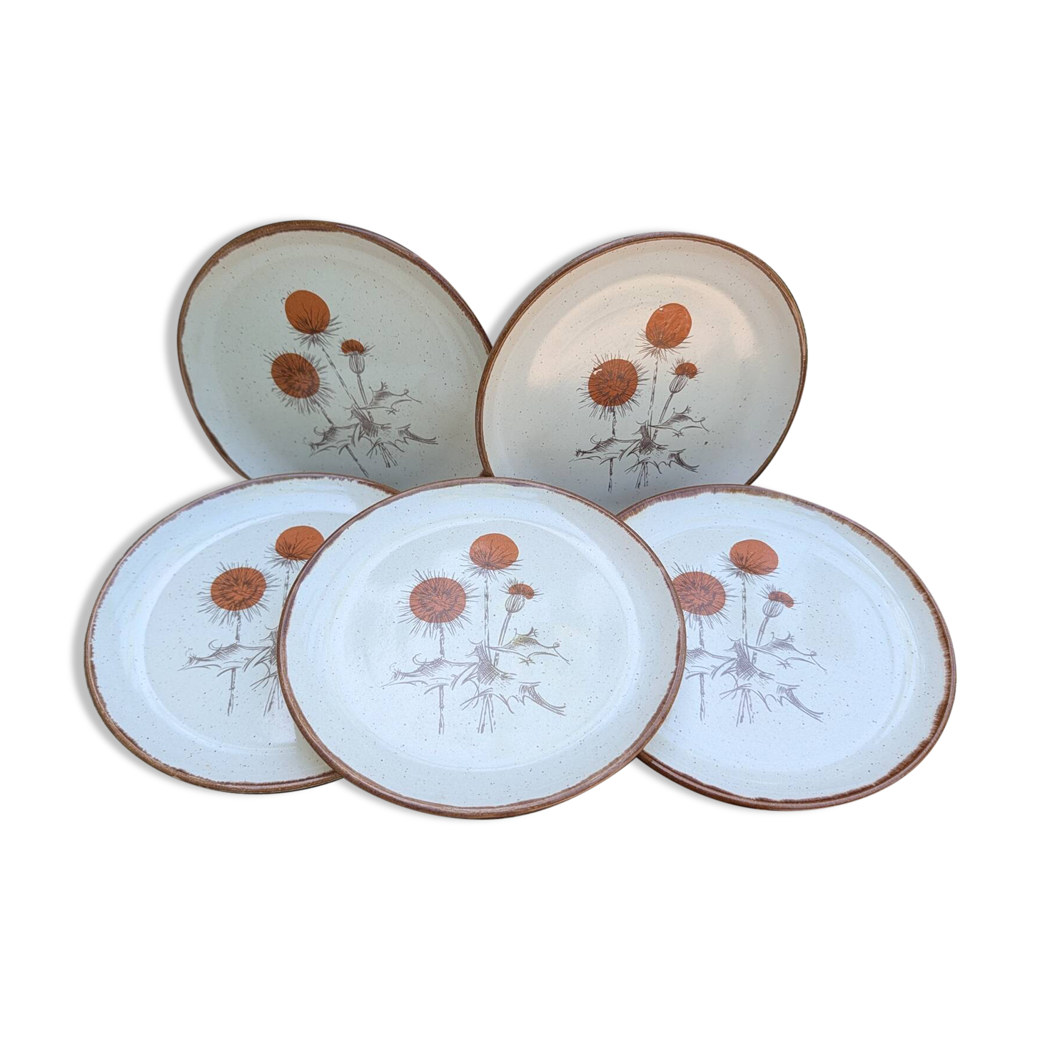 5 flat plates ADP Chardon decor from the 1970s