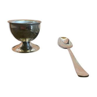 Set of 6 Vintage Guy Degrenne Egg Cups + Stainless Steel Spoon