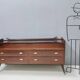 High-Quality Walnut Chest of Drawers with a Thick Glass Top, Italy