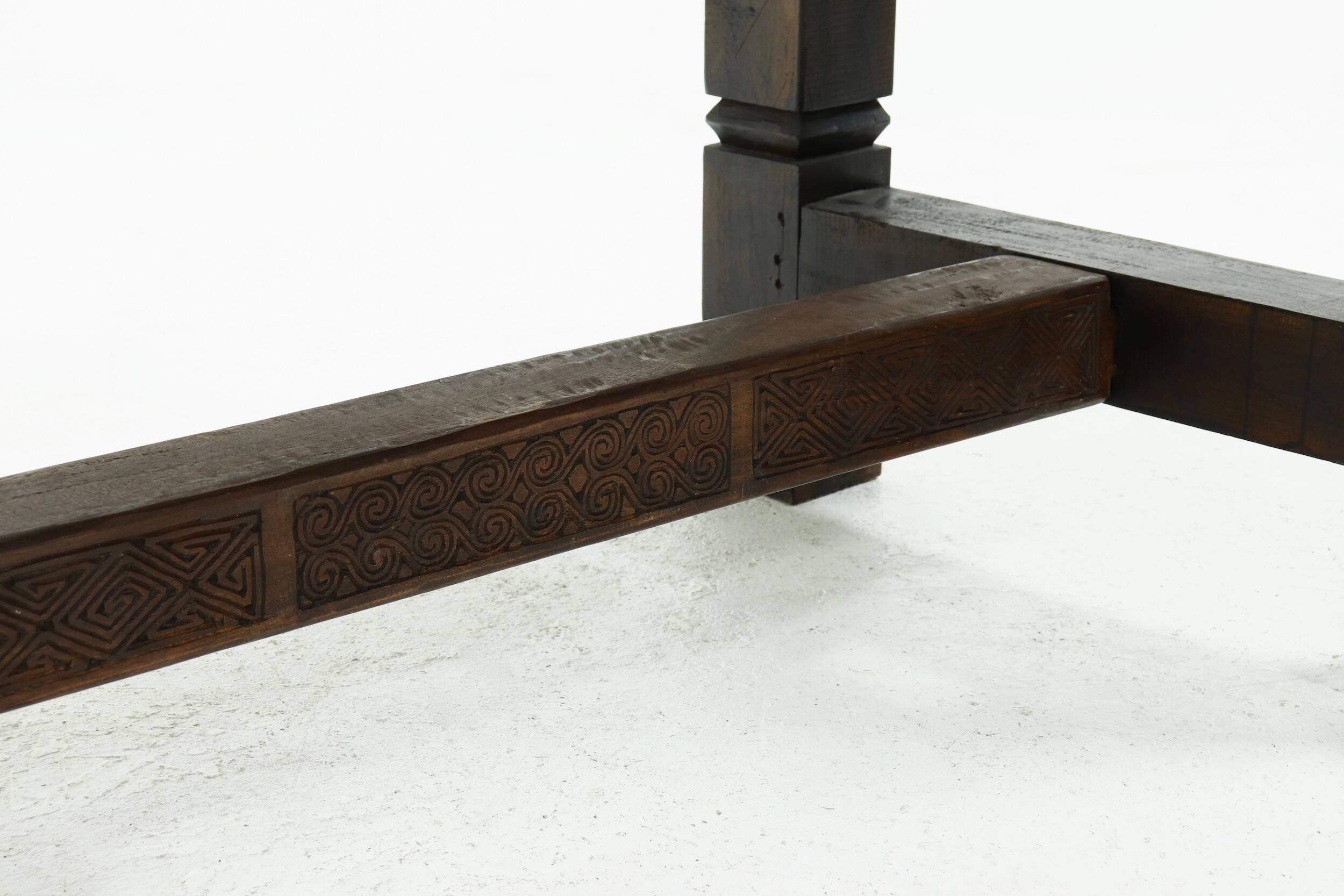 Antique Handcarved Solid Tropical Wooden Dining Table 1920s