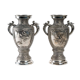 Pair of Silver Metal Vases, Asia