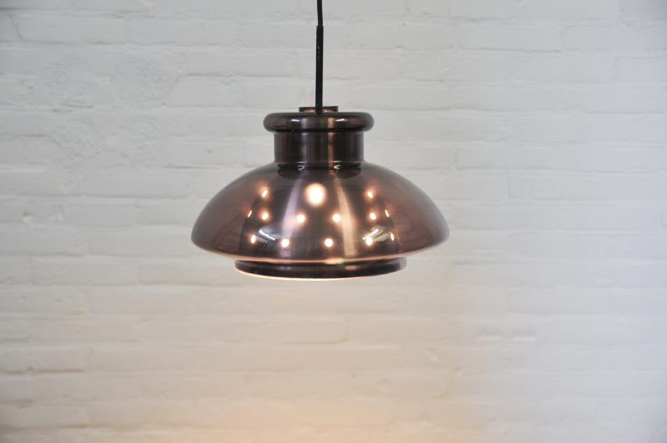 Vintage purple glass pendant lamp by Doria Leuchten 1970