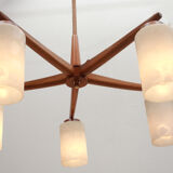 1960s ceiling light walnut opaline glass