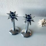 Pair of palm tree candlesticks