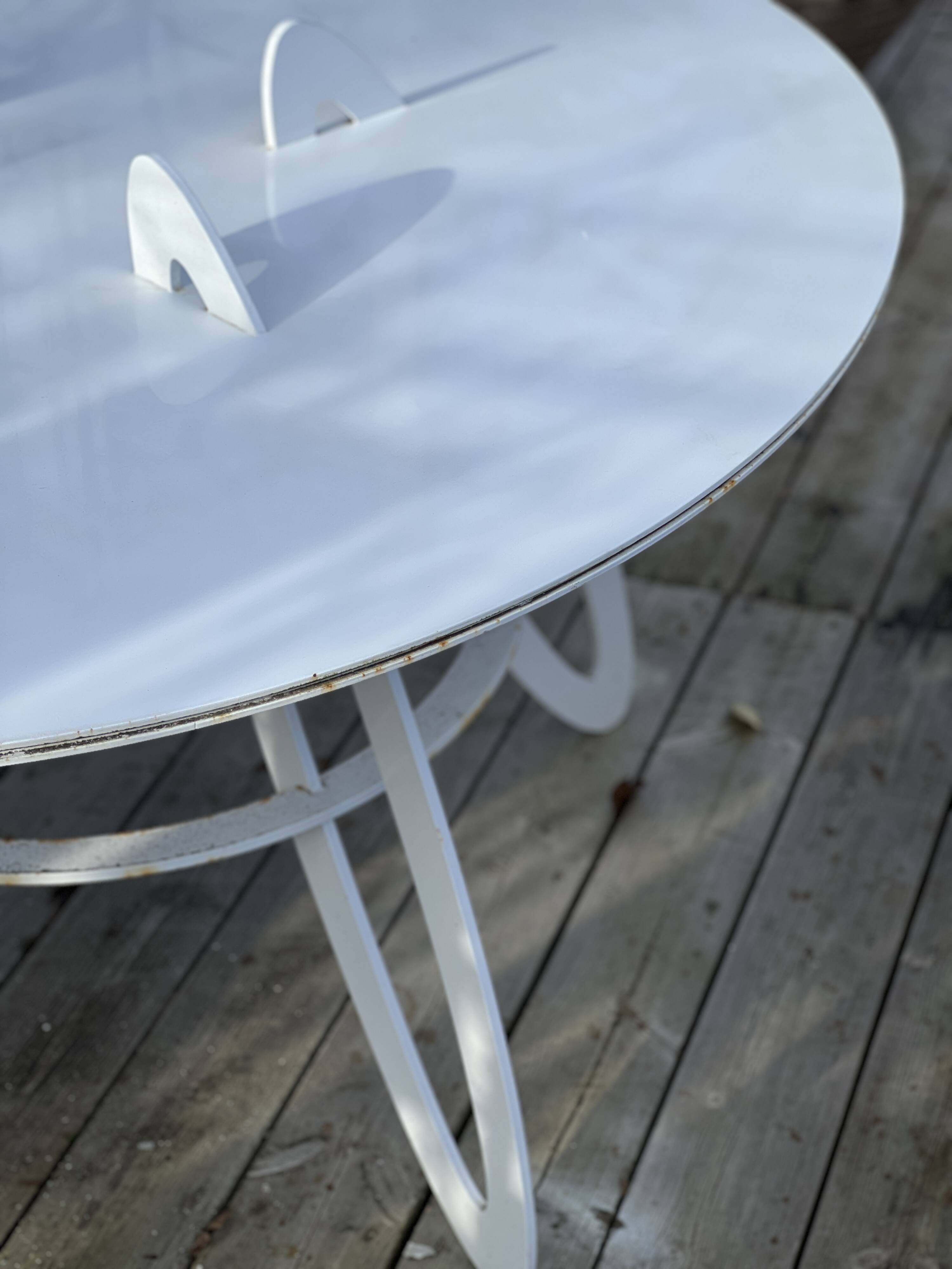 White metal table