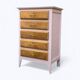 Commode vintage pieds compas rose poudré 1950