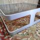 Table basse 1970 en verre fumé et aluminium