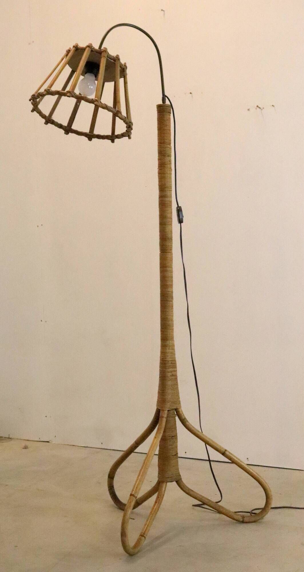 vintage Rotan vloerlamp