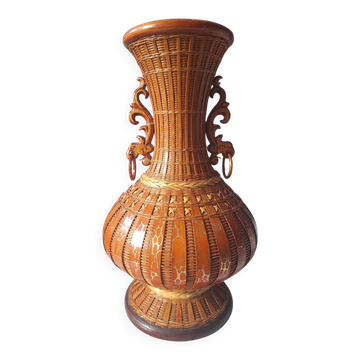 Wood and bamboo vase