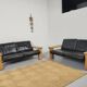 Walter Knoll leather sofa in leather and light oak, 1980