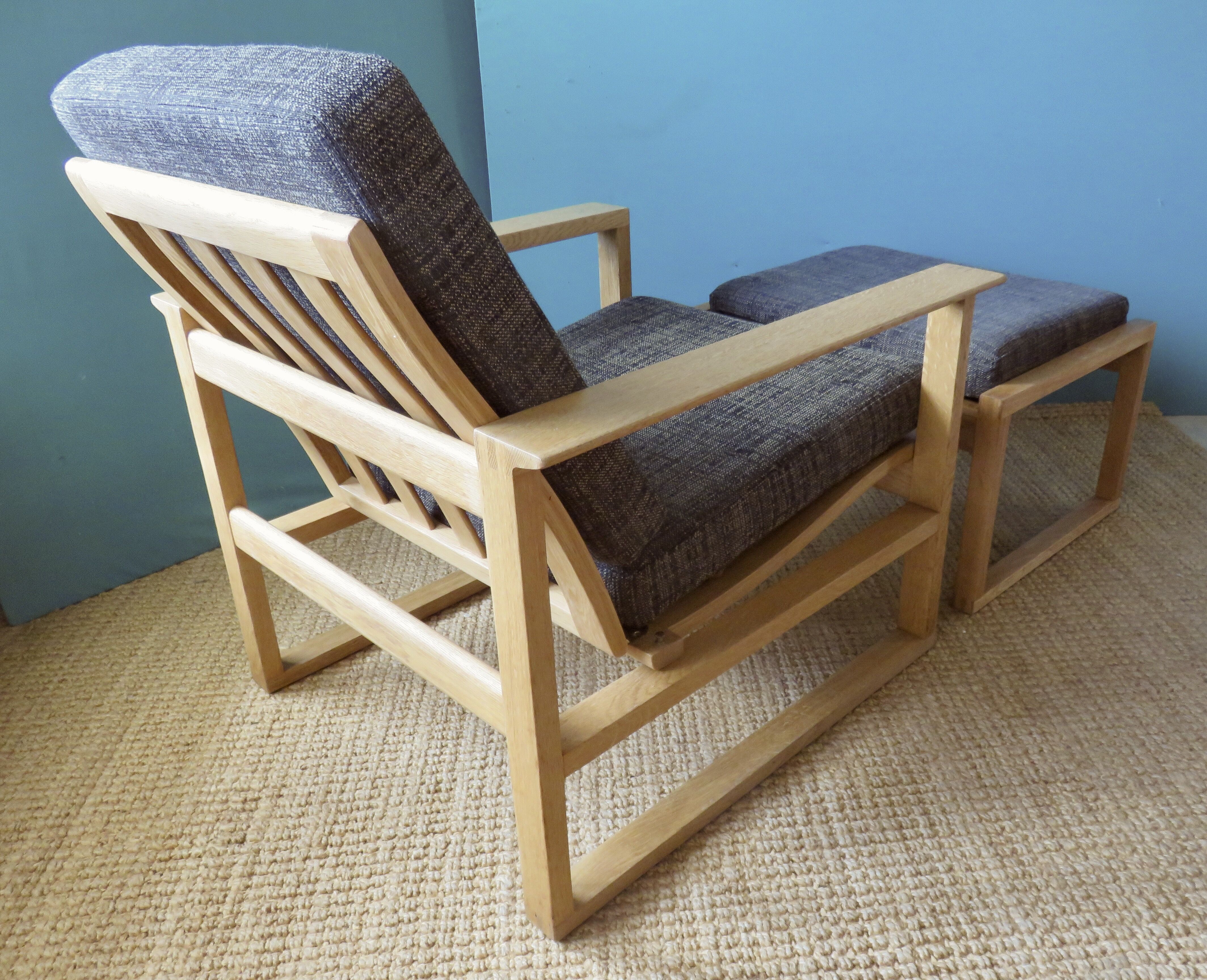 Armchair and ottoman in light oak by Borge Mogensen, Denmark 1965