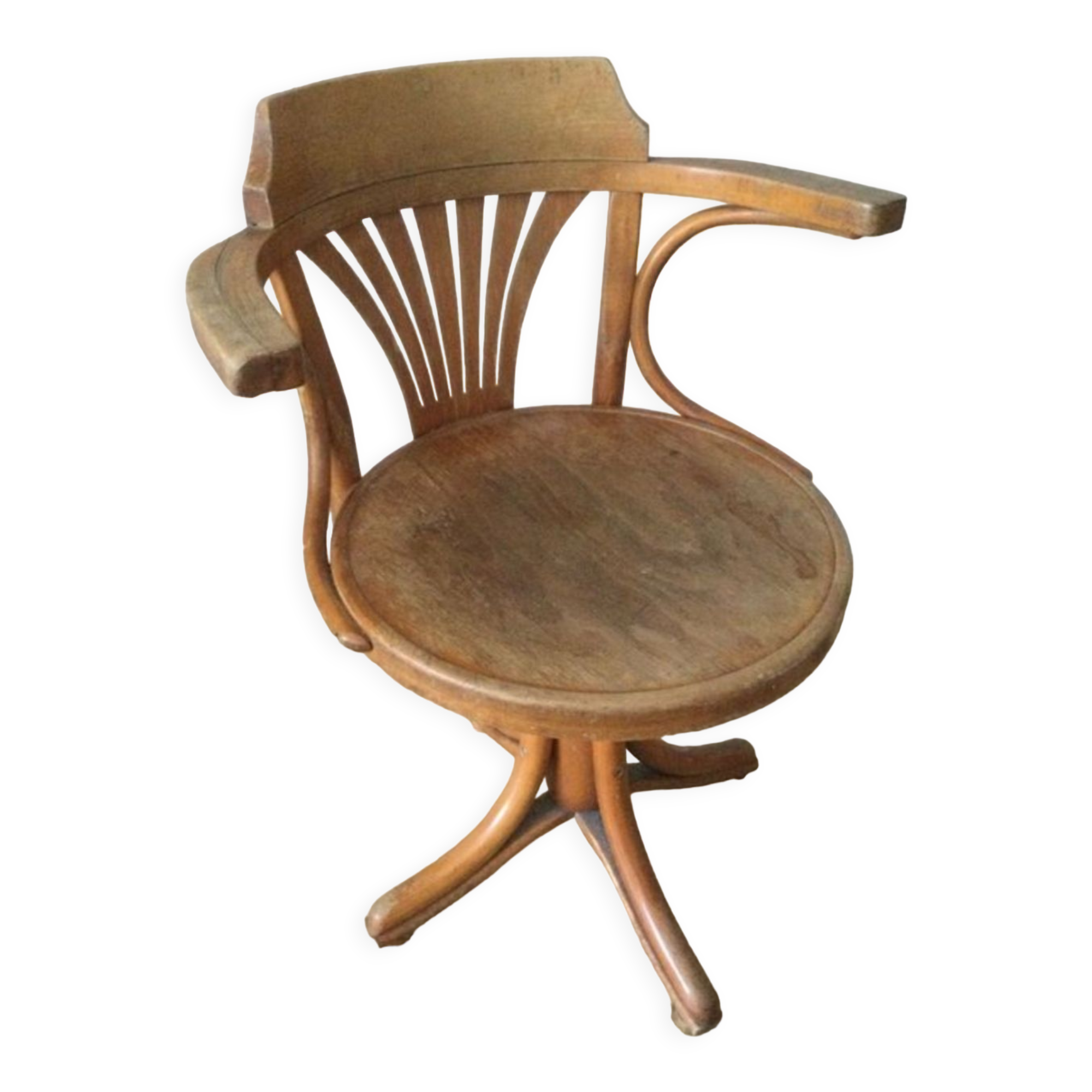 Swivel wooden armchair