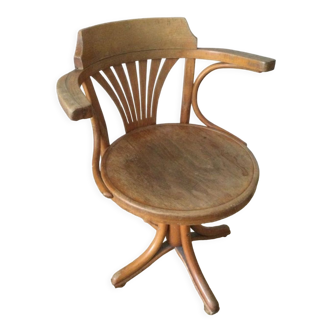 Swivel wooden armchair