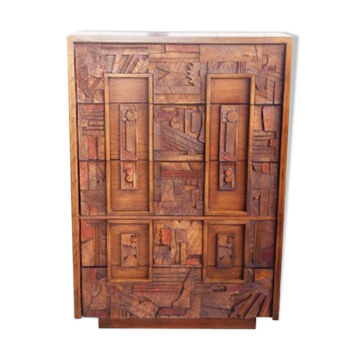 Brutalist 5-drawer Highboy chest of drawers
