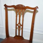 Chippendale Style Dining Chairs with Leather Seats, Set of 5
