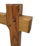 Miroir mural brutaliste en chêne massif Belgique années 1970 60x70cm