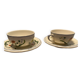 Ensemble tasses et coupelles porcelaine de gien