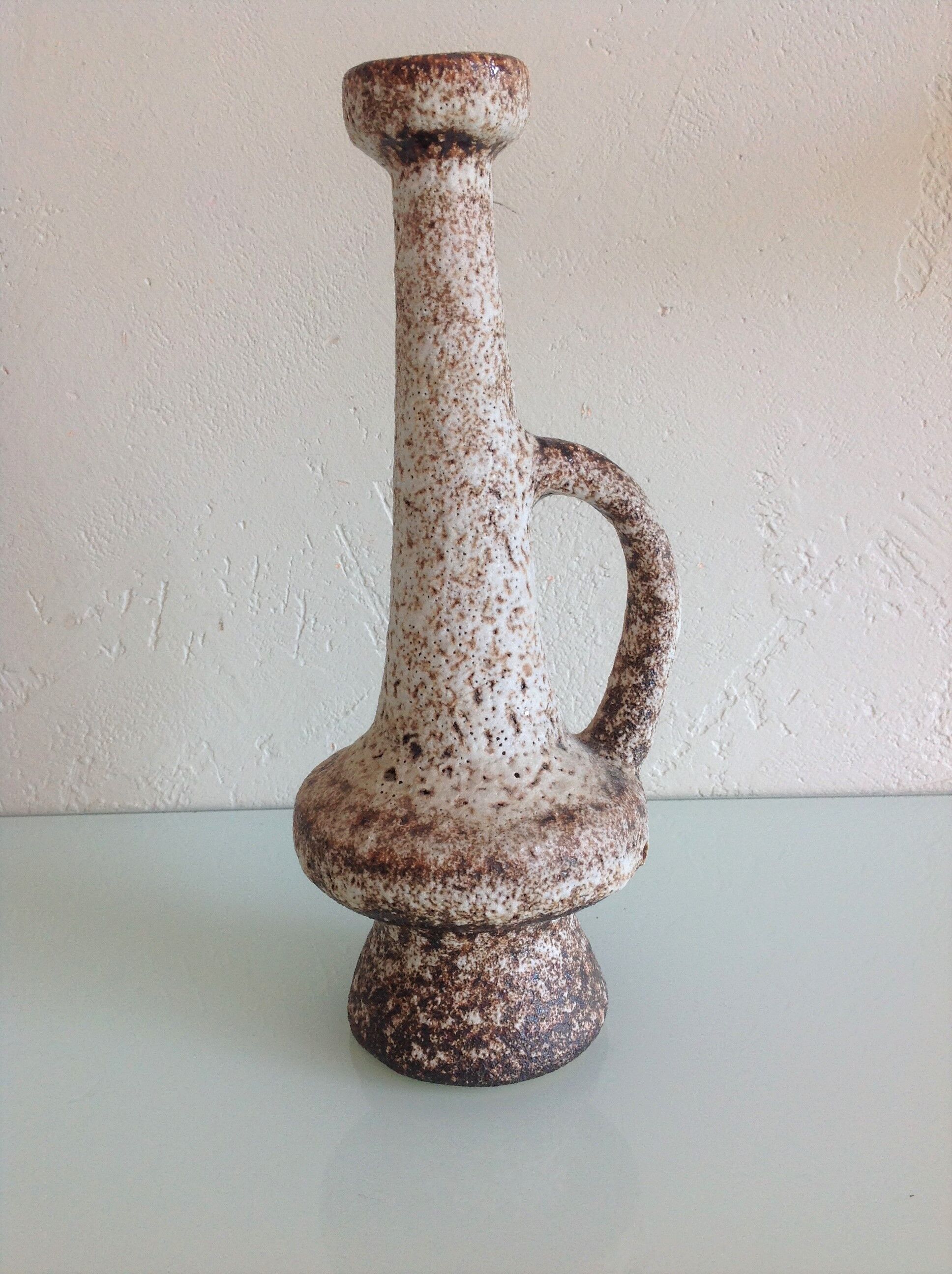 Beige soliflore vase ceramic Fat Lava / vintage 60s-70s