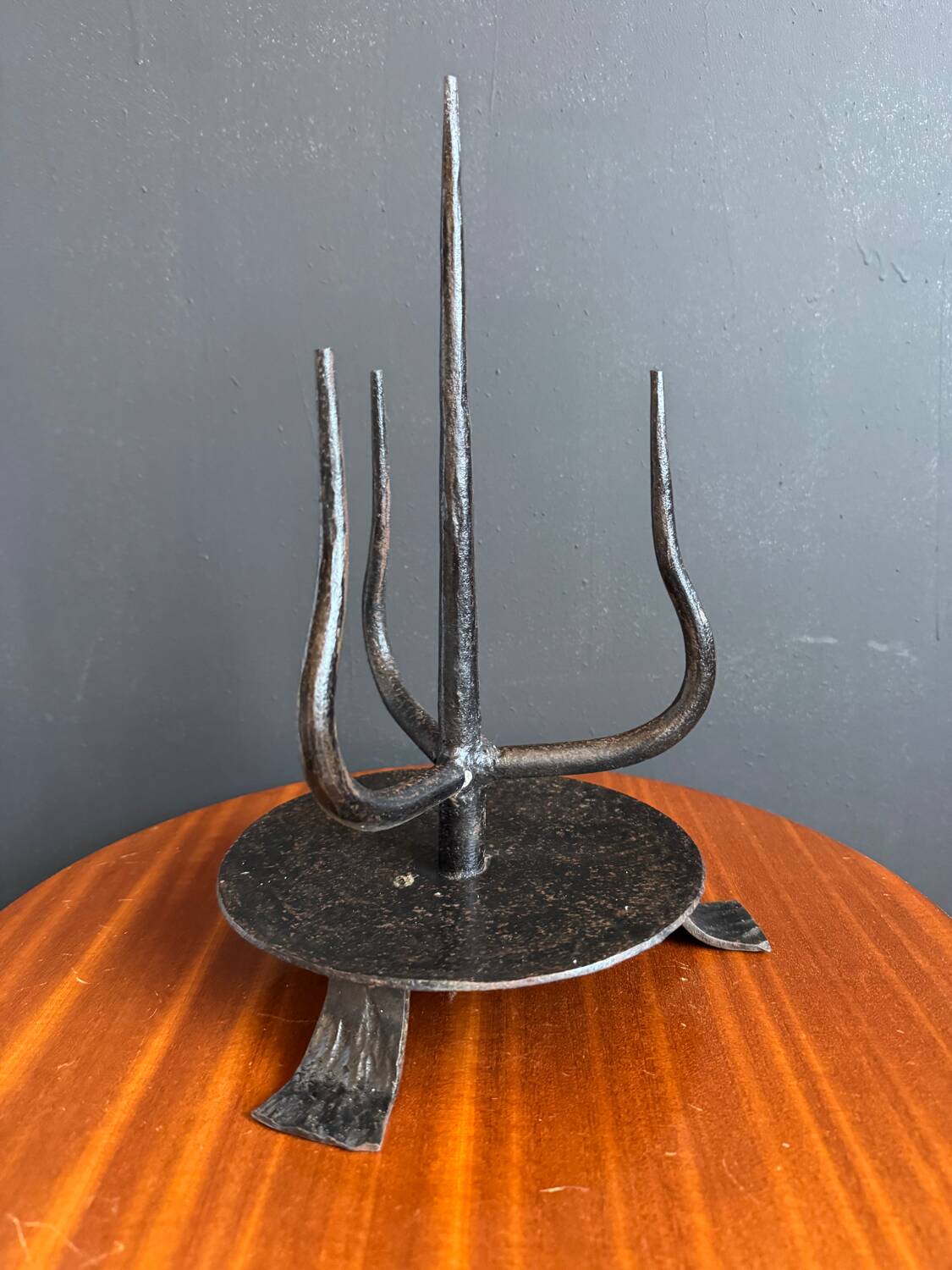 Brutalist wrought iron candlestick holder
