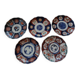 5 IMARI PLATES JAPAN 19th century scalloped floral motifs, FUKI CHOSHUN Arita