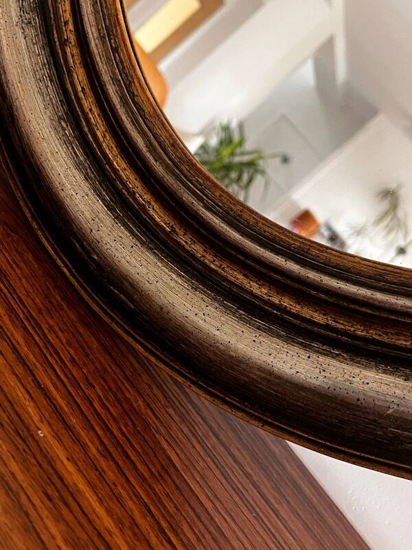 Grand miroir oval ancien Made in Belgium