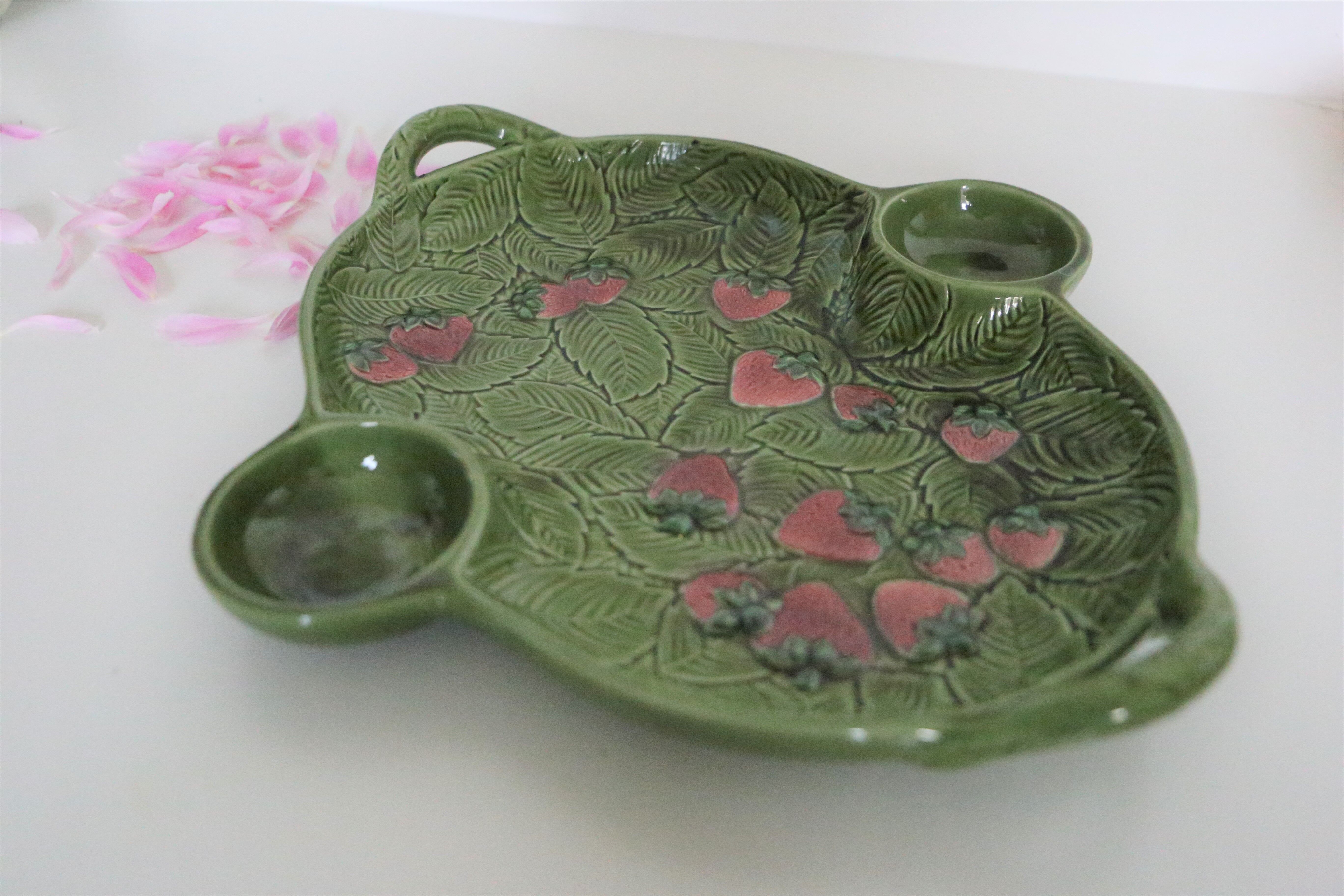 Strawberry serving dish, vintage