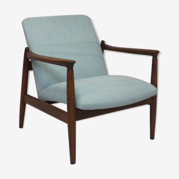 GFM-142 vintage chair 1960Edmund Homa fully restored velvety-looking blue fabric
