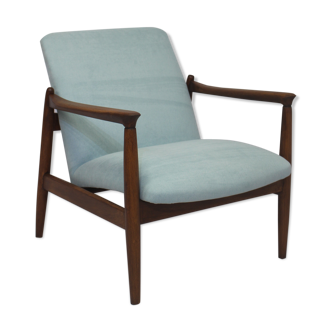 GFM-142 vintage chair 1960Edmund Homa fully restored velvety-looking blue fabric