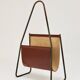 Carl Auböck II Magazine rack Midcentury, brass and brown leather, vintage, Austria